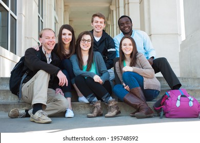 Group Of Diverse Students Outside On Campus