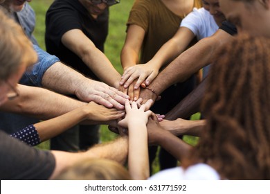 Group Of Diversity People Hands Stack Support Together