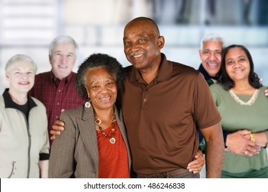 Group of elderly couples of all races 