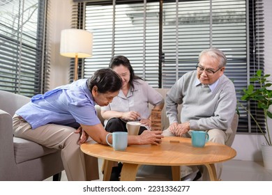 Group of elderly people enjoy talking , relaxing with game at  senior healthcare center. - Shutterstock ID 2231336277