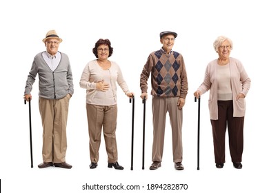 Group of elderly people posing isolated on white background - Powered by Shutterstock