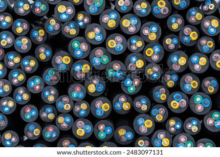 Group of electrical cable cross-section as background