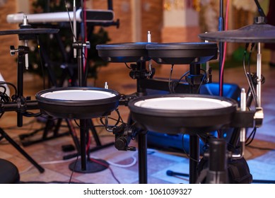 A Group Of Electronic Drums Shot Close-up 