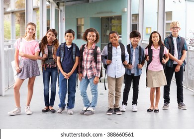 Group Of Elementary School Kids Hanging Out At School