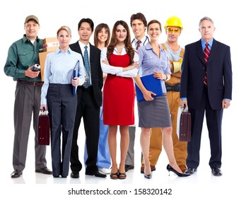 Group of employee people. Business team isolated on white background.