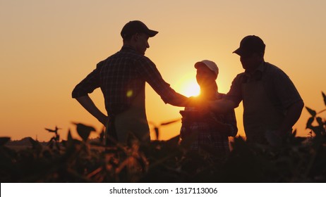 A group of farmers in the field, shaking hands. Family Agribusiness - Shutterstock ID 1317113006