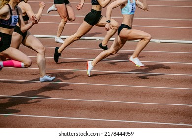 group female athletes runners run sprint race - Shutterstock ID 2178444959