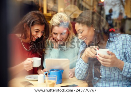 Similar – Image, Stock Photo black women friends using smartphone having fun in the city