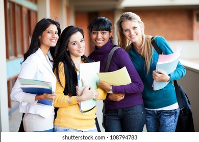 Group Of Female Multiracial College Students Portrait