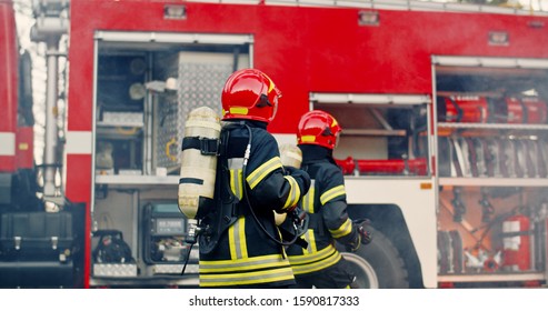 Double Exposure Fireman Team Action Fire Stock Photo (Edit Now) 610691594