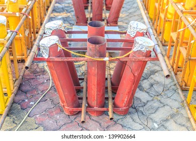 Group Of Fireworks Mortar Tubes