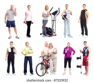 Group Of Fitness People. Health And Sport. Isolated On White Background.