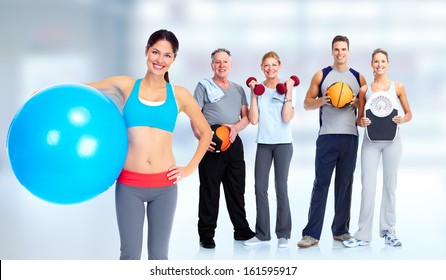 Group Of Fitness People. Weight Loss And Healthy Lifestyle.