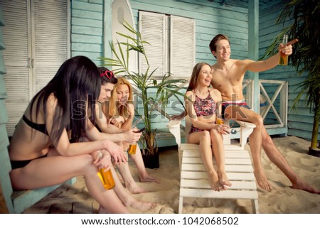 Similar – Image, Stock Photo Group of people in swimsuit having fun outdoors