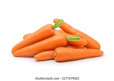 Group of fresh carrots isolated on white background. Clipping path. - Shutterstock ID 2177679025