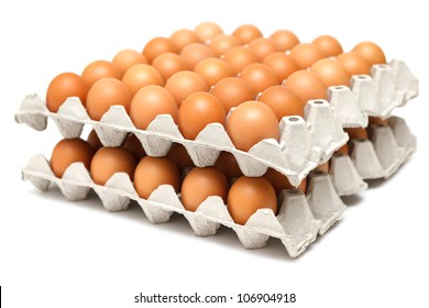 Group of fresh eggs in pater tray