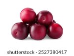 Group of fresh ripe plums isolated on white