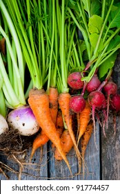 A Group Of Fresh, Root Vegetables.