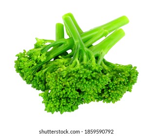 Group Of Fresh Steamed Tenderstem Broccoli Isolated On A White Background