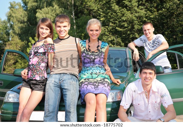 Group of friends with car\
outdoor