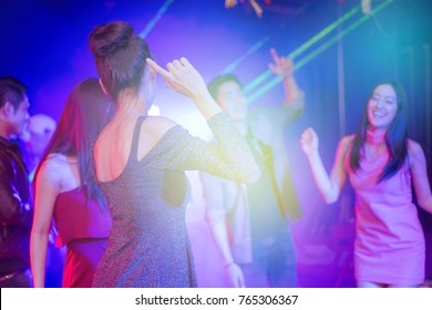 Group Of Friends Enjoying Party  Having Fun At Rooftop Party, Dj Background