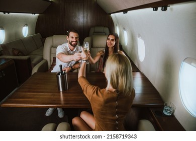 Group Of Friends Going On Vacation With A Private Jet