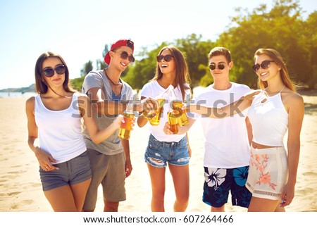 Similar – Image, Stock Photo Group of people having fun in summer party