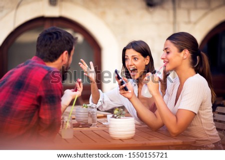 Similar – Image, Stock Photo Group of young people having fun in summer party