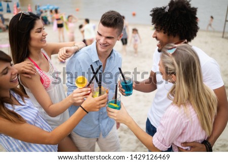 Similar – Group of young people laughing in summer party