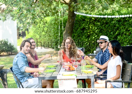 Similar – Group of people having fun in a summer day