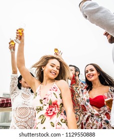 Group of friends making party on a yacht in Dubai - Happy people having a fancy party on a luxury boat