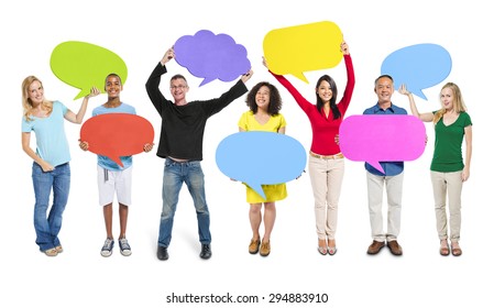 Group Friends Opinion Speech Bubbles Expression Stock Photo 294883910 ...