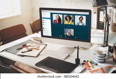Group Friends Video Chat Connection Concept