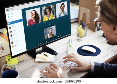 Group Friends Video Chat Connection Concept