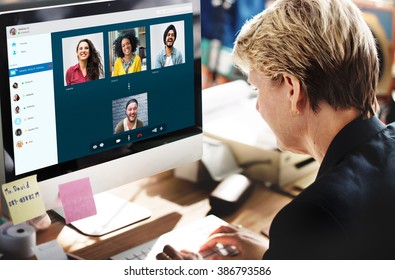 Group Friends Video Chat Connection Concept