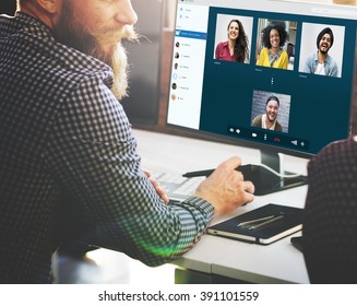 Group Friends Video Chat Connection Concept