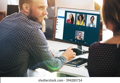 Group Friends Video Chat Connection Concept