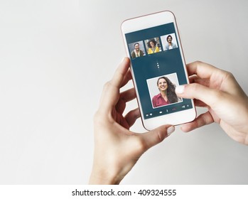 Group Friends Video Chat Connection Concept