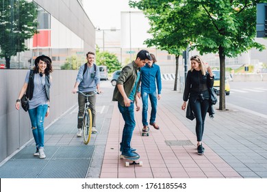 Foto Stok Disabled Biracial Boy Wheelchair Walking Along (Edit Sekarang ...