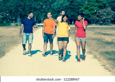 Group Of Friends Walking Outside