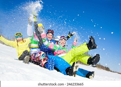 Group Teens Playing On Snow Ski Stock Photo (Edit Now) 331861433