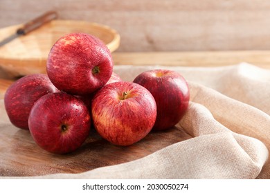 Group of Gala Apple on wooden board background, Fruits concept.