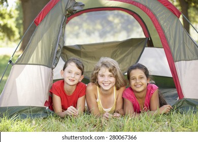 Group Girls Having Fun Tent Countryside Stock Photo 280067366 ...