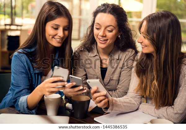 Group Girls Making Pause On Studies Stock Photo (Edit Now) 1445386535