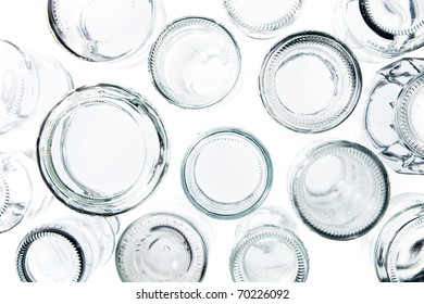 Group Of Glass Containers. Bottom View