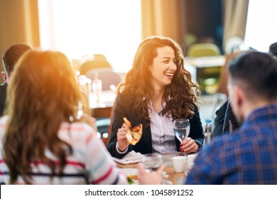 Group Of Good Looking People Having Brunch