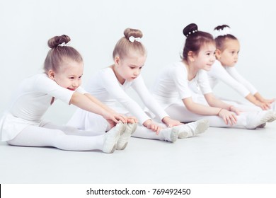 Group Of Graceful Pretty Little Ballerinas Practicing During Class At A Classical Ballet School Their First Choreographed Dance