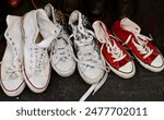 Group of grungy used sneakers