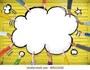 Group of Hand Pop Art Exploding Concept