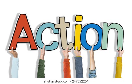 Group Hands Holding Word Action Stock Photo 247552264 | Shutterstock